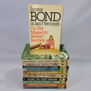 Ian Fleming James Bond Vintage Pan Softcover Book Novel 12 Set 1960s Spy Movie